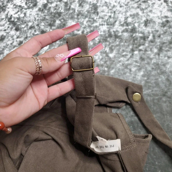 Pie in The Sky Green Faux Suede Overall Dress - Picture 7 of 7